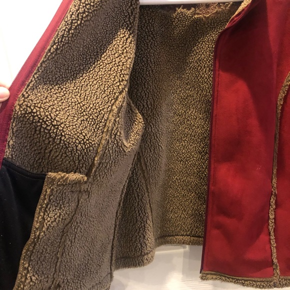 L.L. Bean Red Faux Suede & Sherpa Holiday Jacket XL ❤️ - Picture 7 of 11